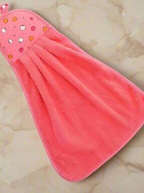 Anna Apple Decorative Fingertip Towel with Hanging Loop Coral Pink Gift Packaged